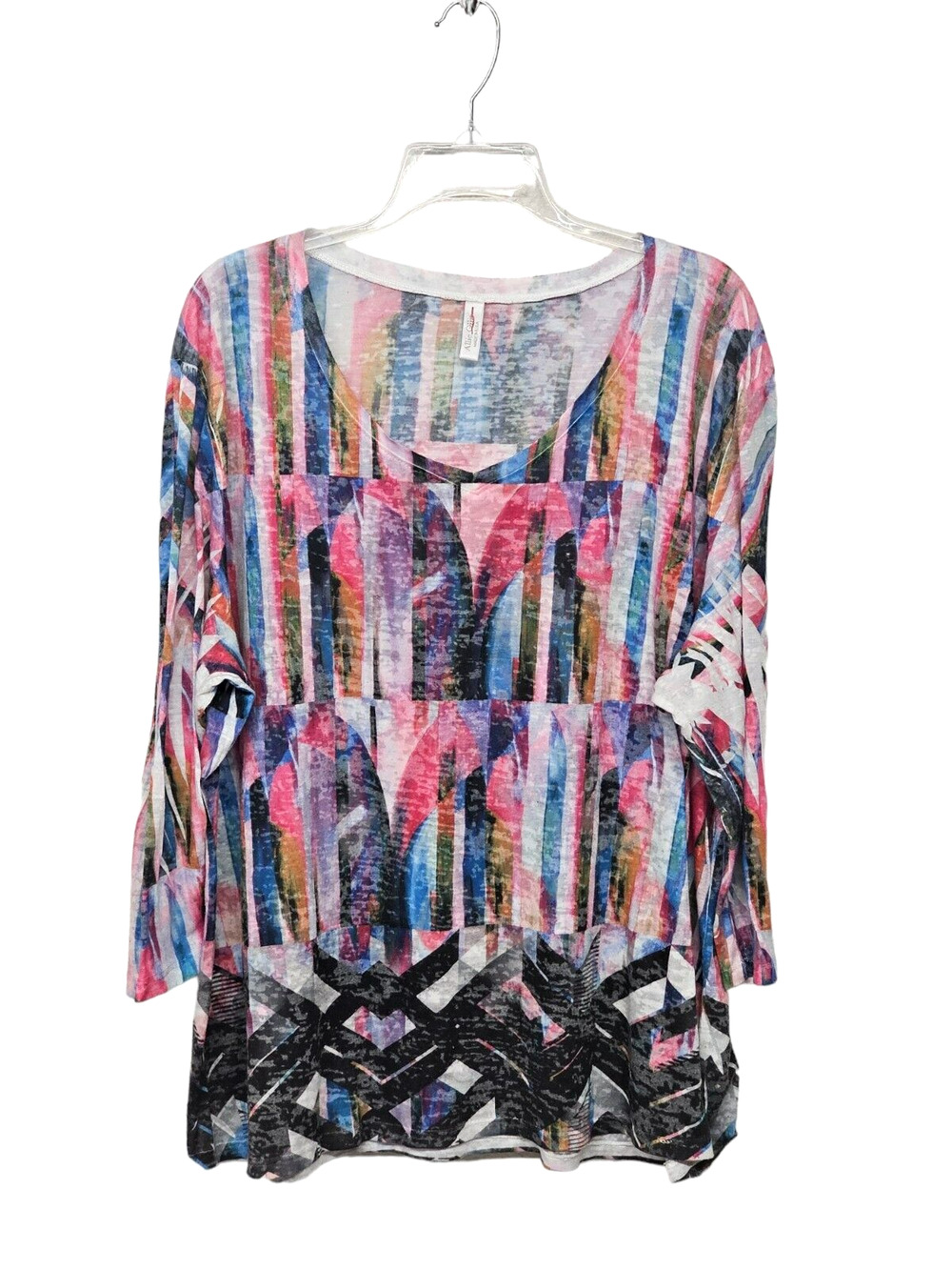 Allie Ollie Artsy 1X Colorful Tunic Burnout Stained Glass Oversized
